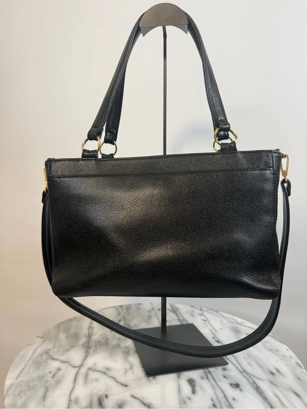 Chanel Black Caviar Leather CC Convertible 2WAY Tote Bag w/ GHW